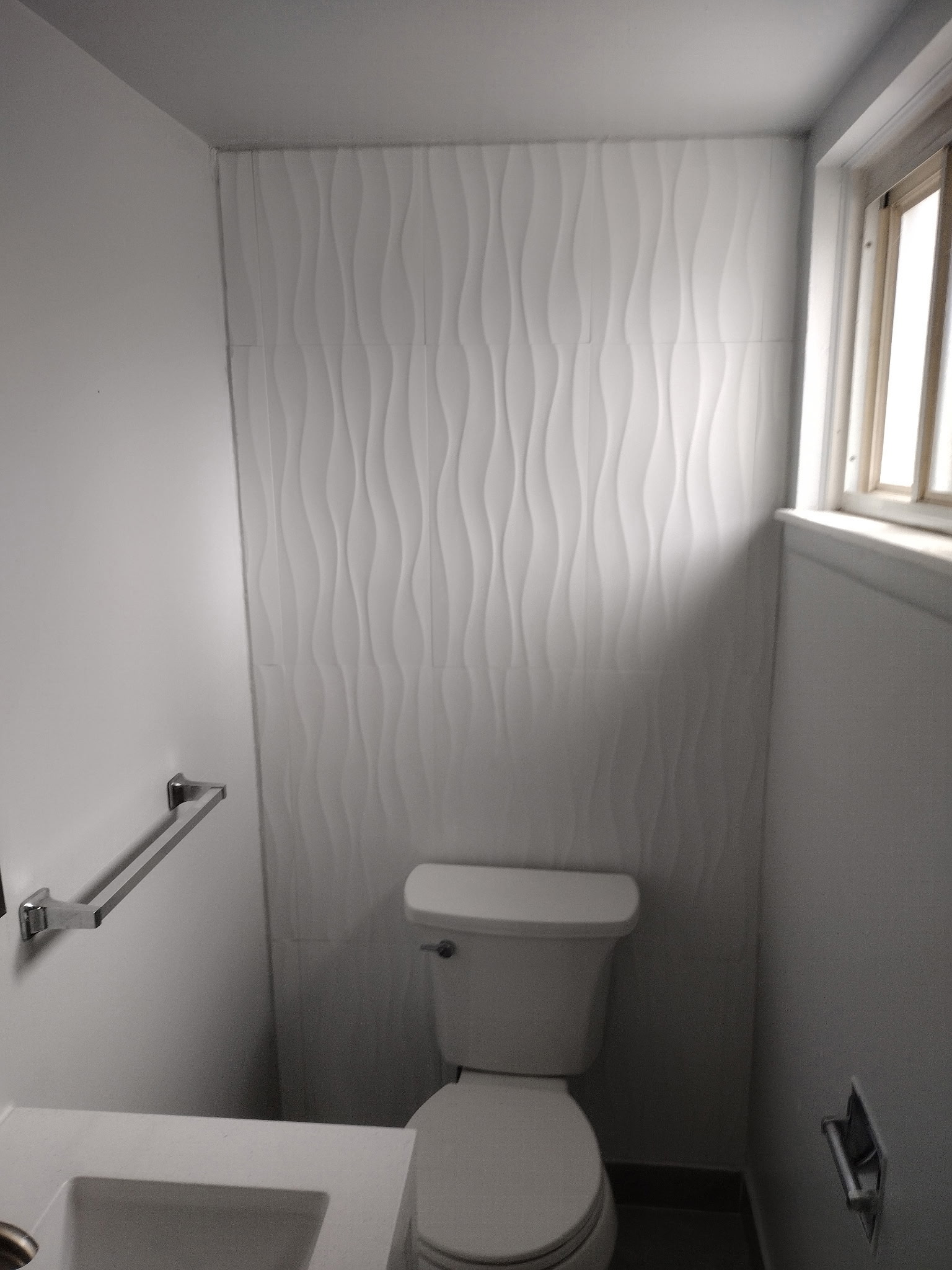 Finished half-bathroom with new vanity